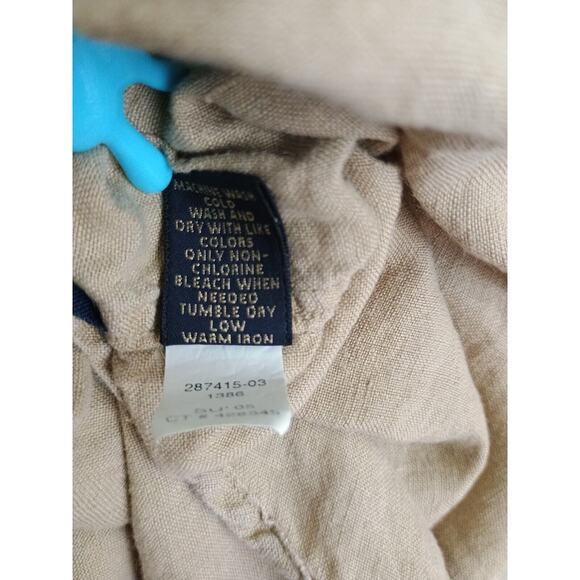 Banana Republic Shirt Mens Adult Large Tan Neutral Coastal Linen Blend Button Up - Picture 9 of 9